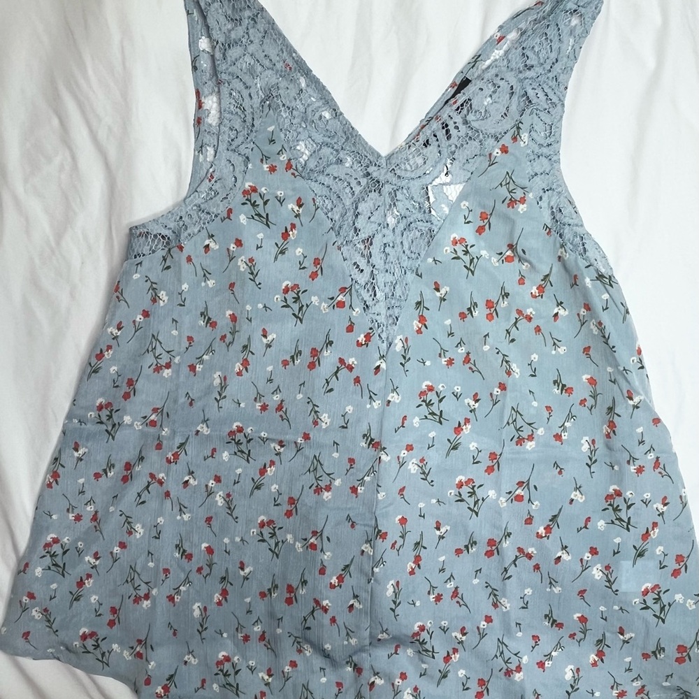Floral Lace Trim Women Top